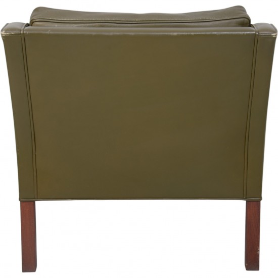 Børge Mogensen 2421 lounge chair in green leather 1980s