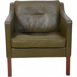 Børge Mogensen 2421 lounge chair in green leather 1980s