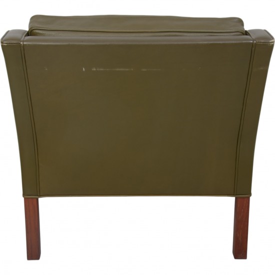 Børge Mogensen 2421 lænestol i grønt læder 1980'erne