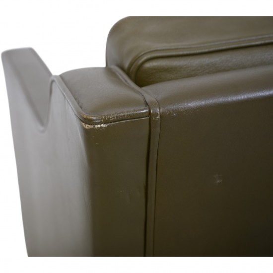 Børge Mogensen 2421 lænestol i grønt læder 1980'erne