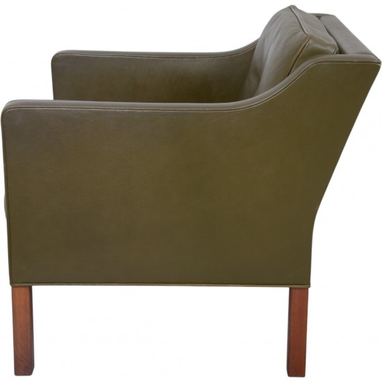 Børge Mogensen 2421 lænestol i grønt læder 1980'erne