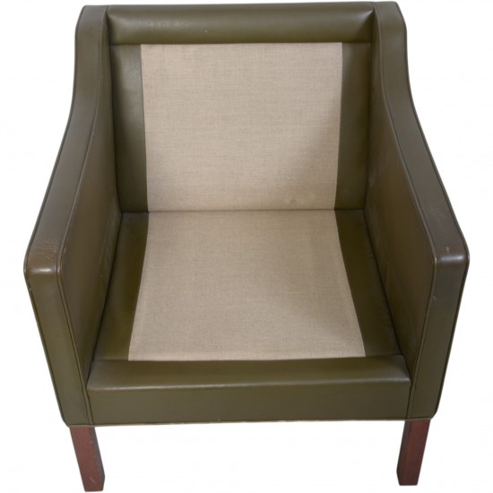 Børge Mogensen 2421 lænestol i grønt læder 1980'erne