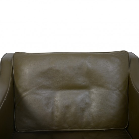 Børge Mogensen 2421 lænestol i grønt læder 1980'erne