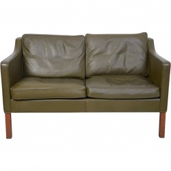 Børge Mogensen 2422 2.personers sofa i grønt læder 1980'erne