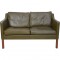 Børge Mogensen 2422 2.personers sofa i grønt læder 1980'erne