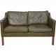 Børge Mogensen 2422 2.personers sofa i grønt læder 1980'erne