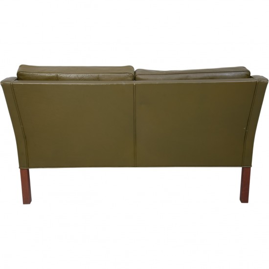 Børge Mogensen 2422 2.personers sofa i grønt læder 1980'erne
