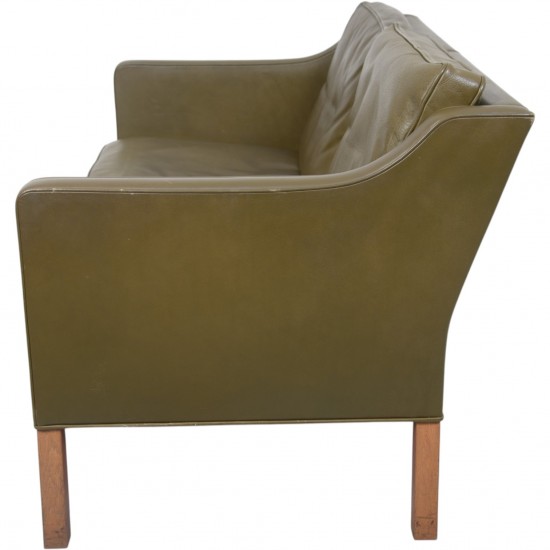 Børge Mogensen 2422 2.personers sofa i grønt læder 1980'erne