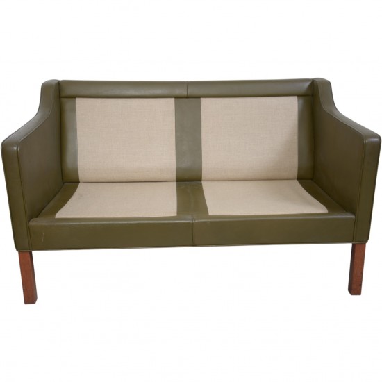 Børge Mogensen 2422 2.personers sofa i grønt læder 1980'erne