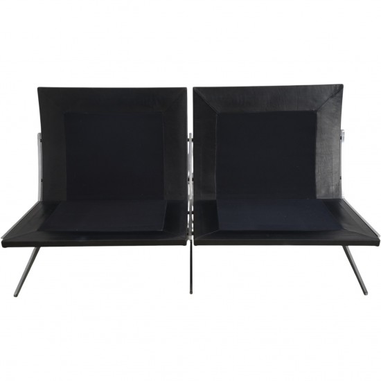 Fabricius and Kastholm BO562 2.personers sofa i sort læder 1990'erne