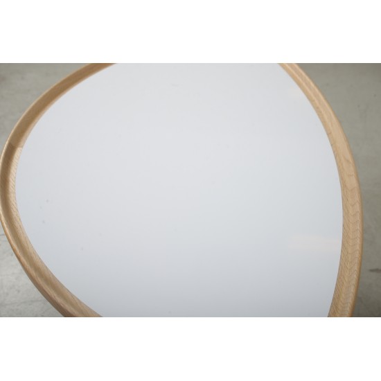Finn Juhl hvidt eye sofabord i eg 90cm 2020