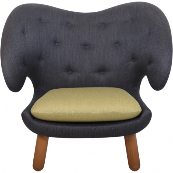 Finn Juhl Pelikan stol i gråt / grønt stof 2016