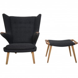 Hans Wegner Bamse stol med skammel i gråt Hallingdal stof 2025