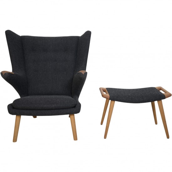 Hans Wegner Bamse stol med skammel i gråt Hallingdal stof 2025