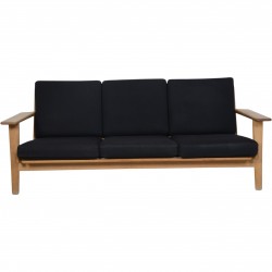 Hans Wegner GE290 3-personers sofa i eg og sort stof 2000'erne