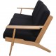 Hans Wegner GE290 3-personers sofa i eg og sort stof 2000'erne
