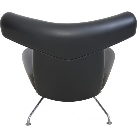 Hans J. Wegner Ox chair med skammel i sort læder 2019