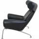 Hans J. Wegner Ox chair med skammel i sort læder 2019