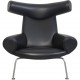 Hans J. Wegner Ox chair med skammel i sort læder 2019