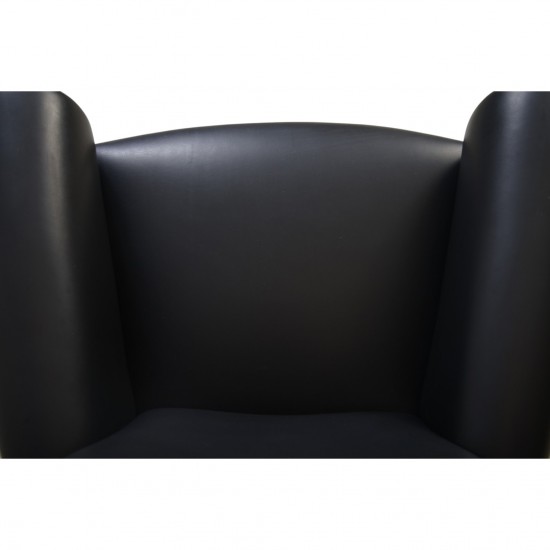 Hans J. Wegner Ox chair med skammel i sort læder 2019