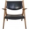 Hans Wegner CH28 Savbukke lænestol i eg og sort læder 1960'erne