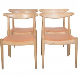Sæt af 4 Hans Wegner W1 stole i eg 1960'erne