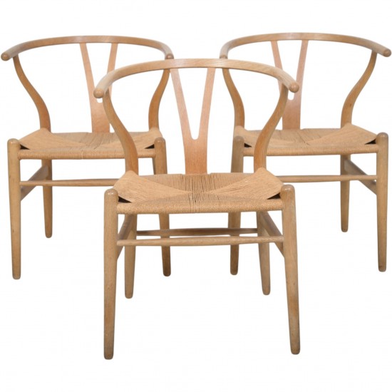 Sæt af 3 Hans Wegner CH24 Y-stole i eg 1990'erne