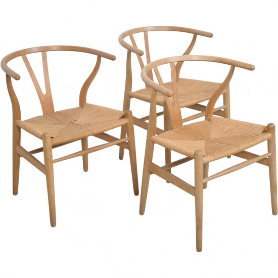 Sæt af 3 Hans Wegner CH24 Y-stole i eg 1990'erne