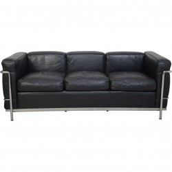 Le Corbusier LC2 3.personers sofa i sort læder 1990'erne