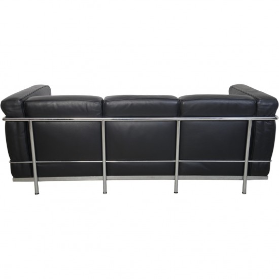 Le Corbusier LC2 3.personers sofa i sort læder 1990'erne
