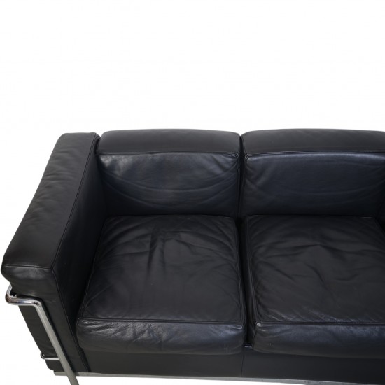Le Corbusier LC2 3.personers sofa i sort læder 1990'erne