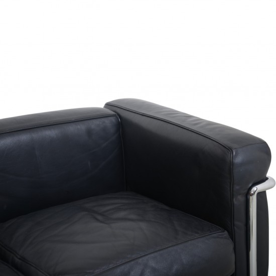 Le Corbusier LC2 3.personers sofa i sort læder 1990'erne