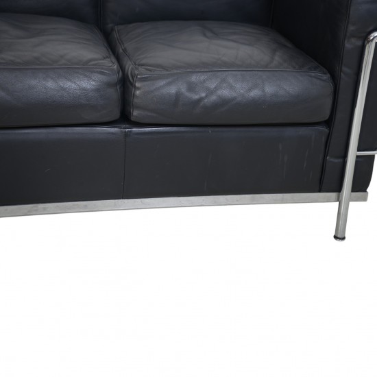Le Corbusier LC2 3.personers sofa i sort læder 1990'erne