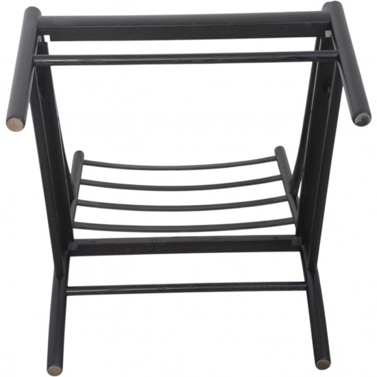 Ole Wanscher Colonial stol i sortlakeret eg og sort læder 2000'erne