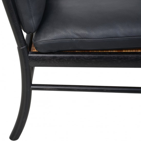 Ole Wanscher Colonial stol i sortlakeret eg og sort læder 2000'erne