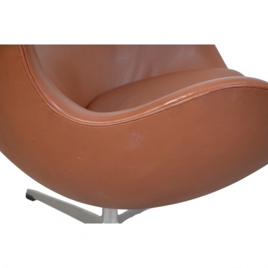 Arne Jacobsen Vintage Ægget stol i cognac læder 1960'erne