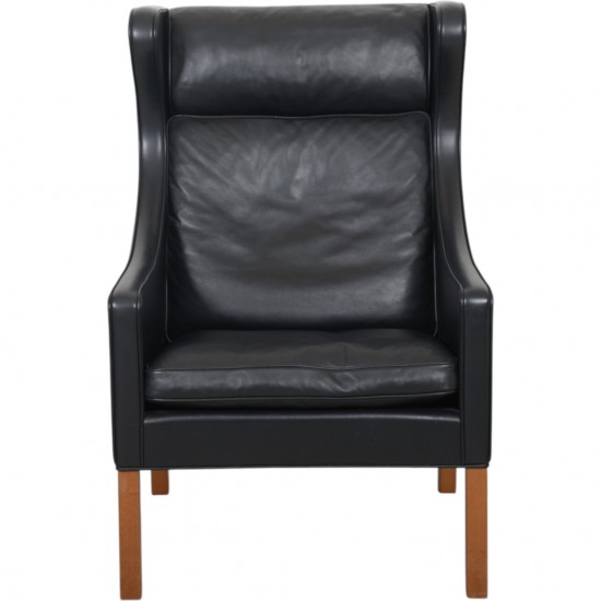Børge Mogensen 2204 Øreklapstol i sort læder 2000'erne