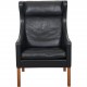 Børge Mogensen 2204 Øreklapstol i sort læder 2000'erne