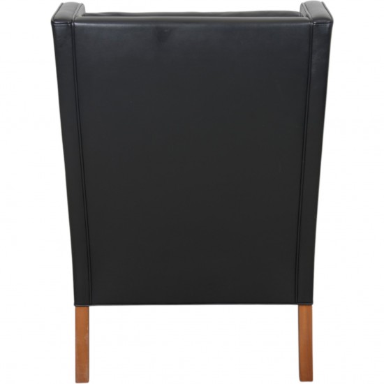 Børge Mogensen 2204 Øreklapstol i sort læder 2000'erne