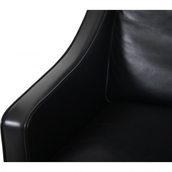 Børge Mogensen 2204 Øreklapstol i sort læder 2000'erne