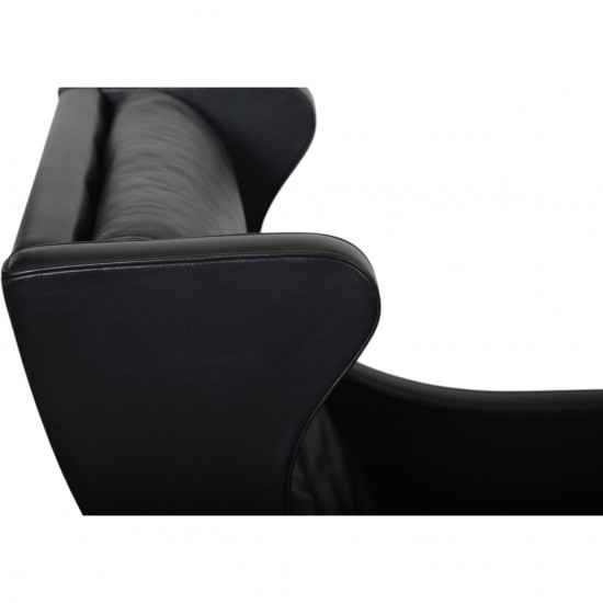 Børge Mogensen 2204 Øreklapstol i sort læder 2000'erne