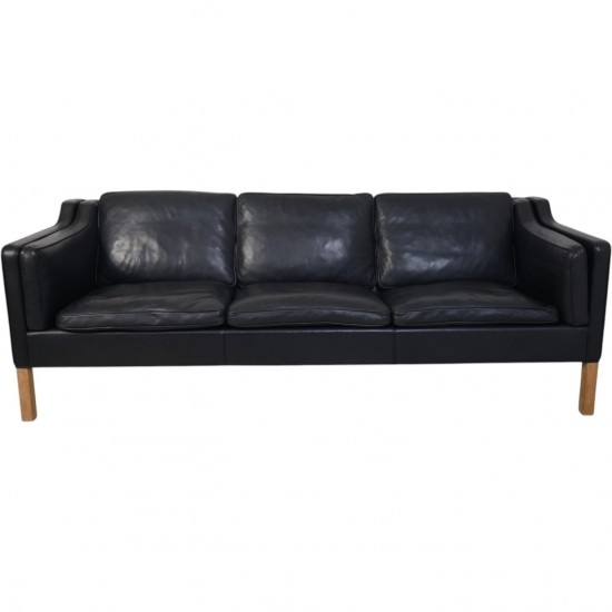 Børge Mogensen 2213 3-personers sofa i sort læder 2012