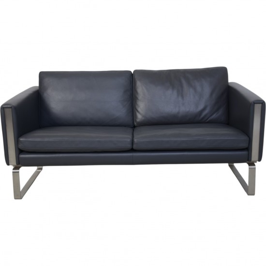 Hans Wegner CH103 2.personers sofa i gråt læder 2000'erne