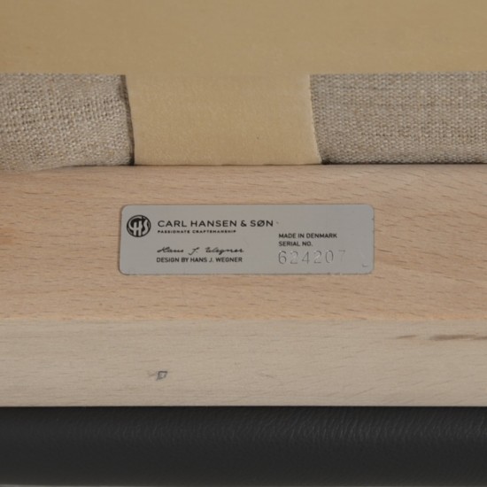 Hans Wegner CH103 2.personers sofa i gråt læder 2000'erne