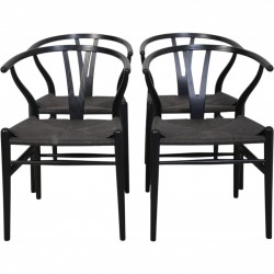 Hans Wegner sæt af fire CH24 Y-stole i sort lakeret eg 2000'erne