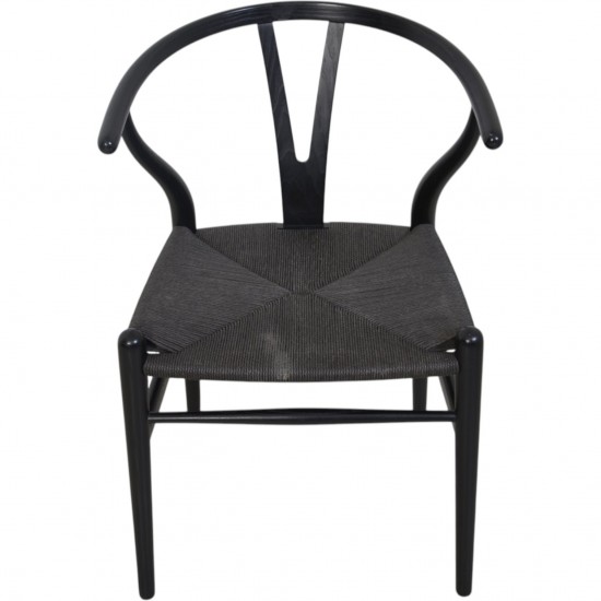 Hans Wegner sæt af fire CH24 Y-stole i sort lakeret eg 2000'erne