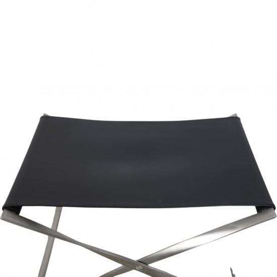 Poul Kjærholm PK91 skammel i sort aura læder 2000'erne