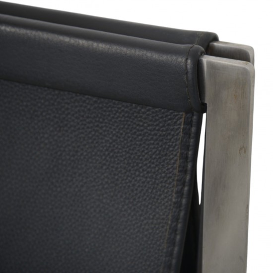 Poul Kjærholm PK91 skammel i sort aura læder 2000'erne