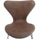 Sæt af 6 Arne Jacobsen Syver stole i patineret brunt læder 1990'erne