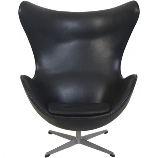 Arne Jacobsen vintage Ægget stol i sort læder 1963